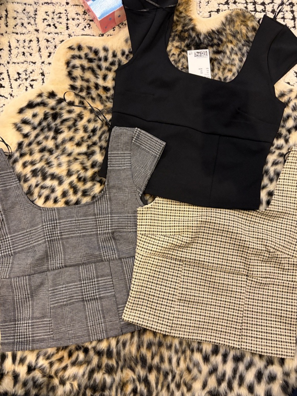 H&M Black, Gray, Tan Women's Square Neck Tops - Set of 3